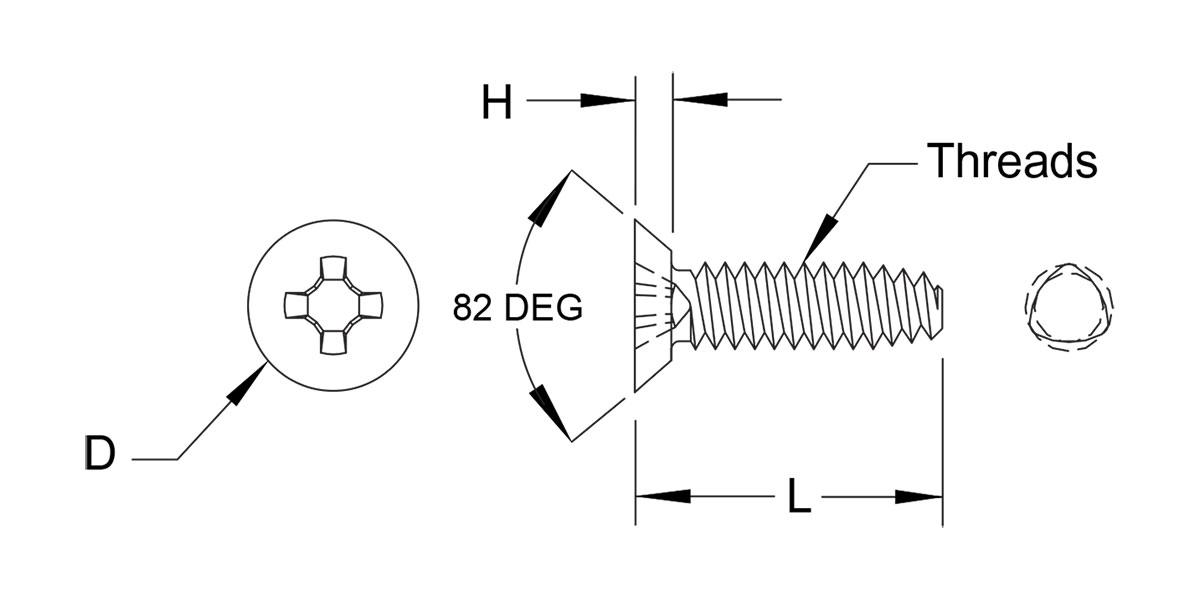 Cabeça Plana Rebaixada de 82 graus – Tipo TA - Imagem 2